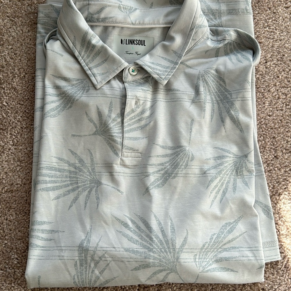 Linksoul Light Gray Palm Pattern Polo